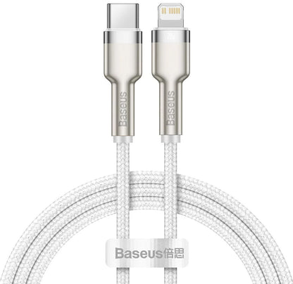 Καλώδιο δεδομένων και φόρτισης USB-C - Lightning Baseus Cafule Metal Series, 20W, 1m, λευκό CATLJK-A02