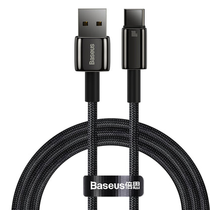 Καλώδιο δεδομένων και φόρτισης USB-A - USB-C Baseus Tungsten Tungsten Gold, 100W, 1m, μαύρο CAWJ000001 