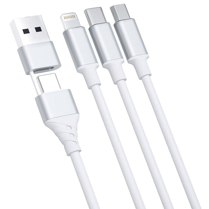 Καλώδιο φόρτισης USB-A / USB-C - Lightning / microUSB / USB-C 3MK Hyper 3in1, 12W, 1.5m, Λευκό 