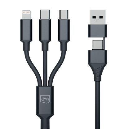 Καλώδιο φόρτισης USB-A / USB-C - Lightning / microUSB / USB-C 3MK Hyper 3in1, 12W, 1.5m, Μαύρο 