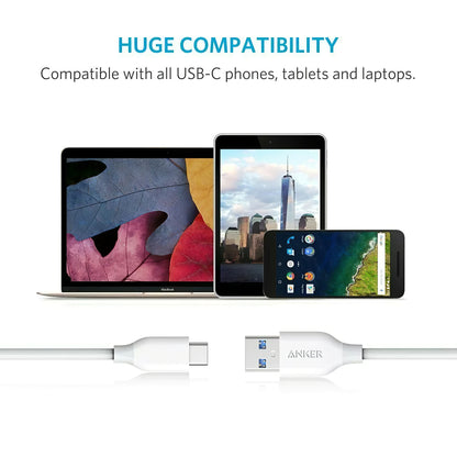 Καλώδιο δεδομένων και φόρτισης USB-A σε USB-C Anker PowerLine, 18W, 0,9m, λευκό A8163021 