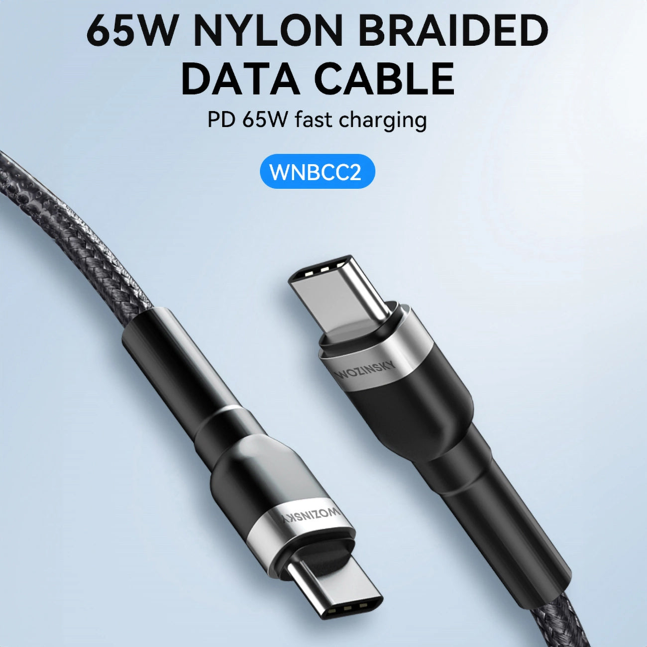 Καλώδιο Δεδομένων και Φόρτισης USB-C - USB-C WZK WNBCC2, 65W, 2m, Μαύρο