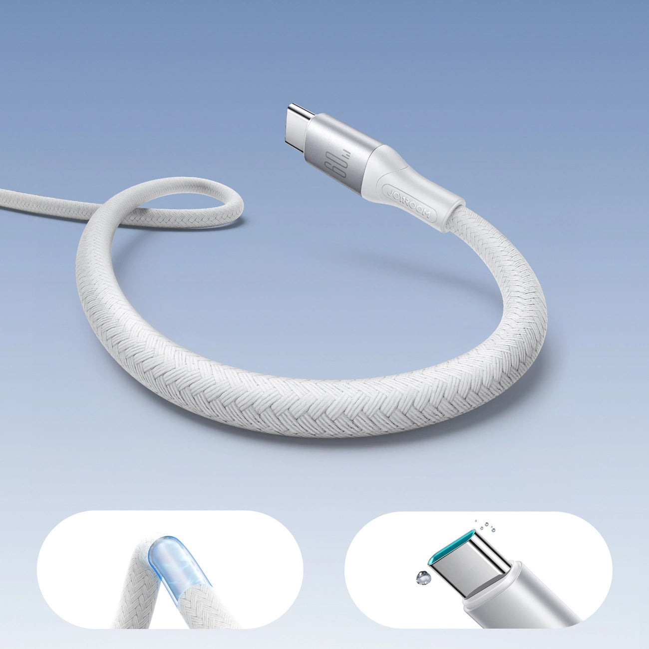 Καλώδιο Δεδομένων και Φόρτισης USB-C - USB-C Joyroom S-A28 Flash, 60W, 1m, Λευκό