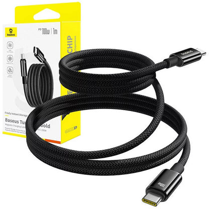 Καλώδιο Δεδομένων και Φόρτισης USB-C - USB-C Baseus Tungsten Gold, 100W, 1m, Μαύρο P10319805111-00