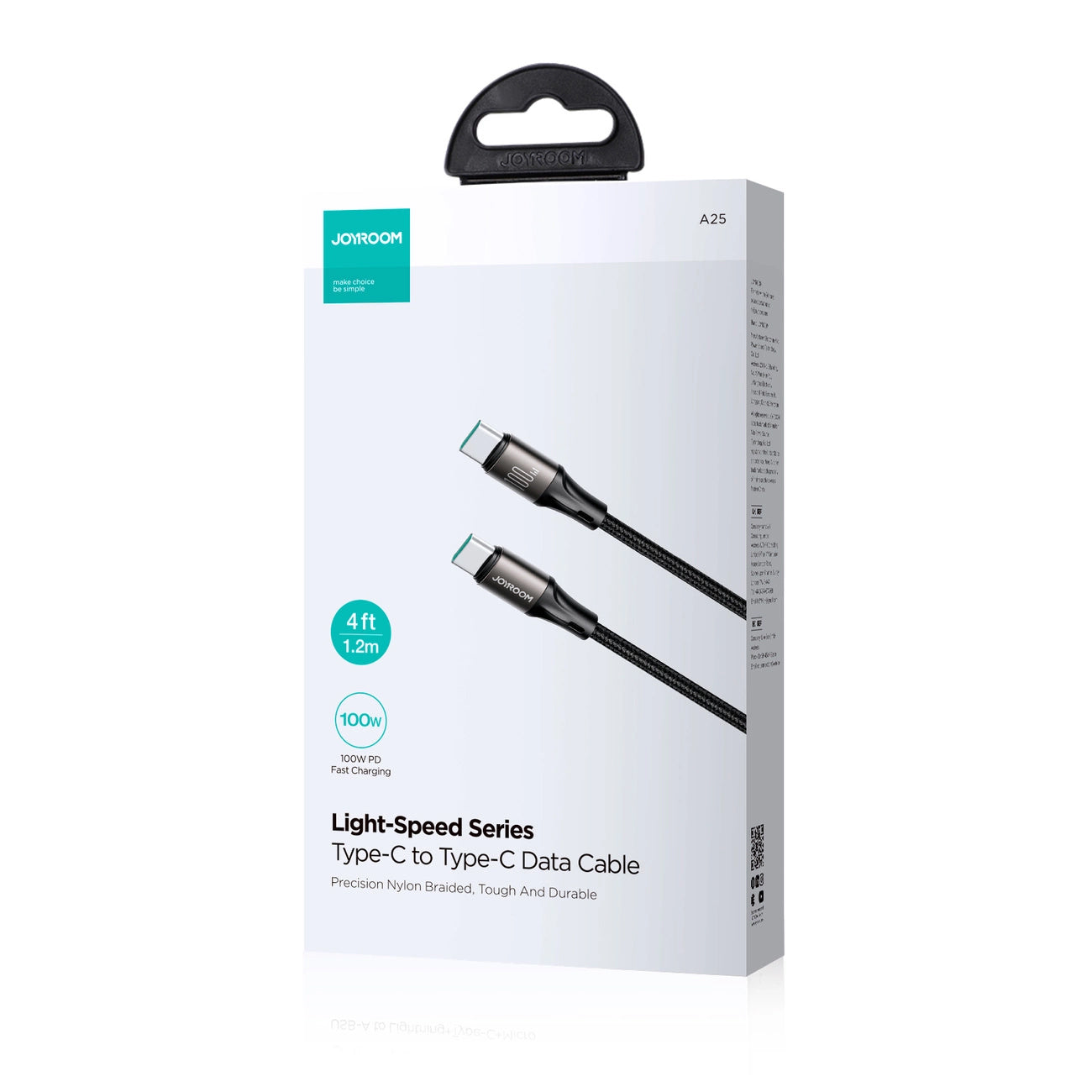 Καλώδιο Δεδομένων και Φόρτισης USB-C - USB-C Joyroom S-A25 Light-Speed, 100W, 1.2m, Μαύρο