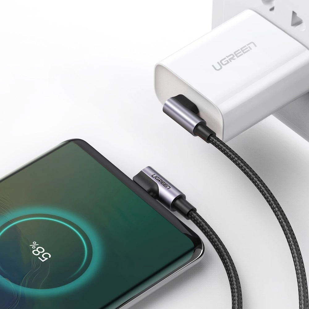 Καλώδιο Δεδομένων και Φόρτισης USB-C - USB-C UGREEN US323 Angled, 60W, 2m, Μαύρο