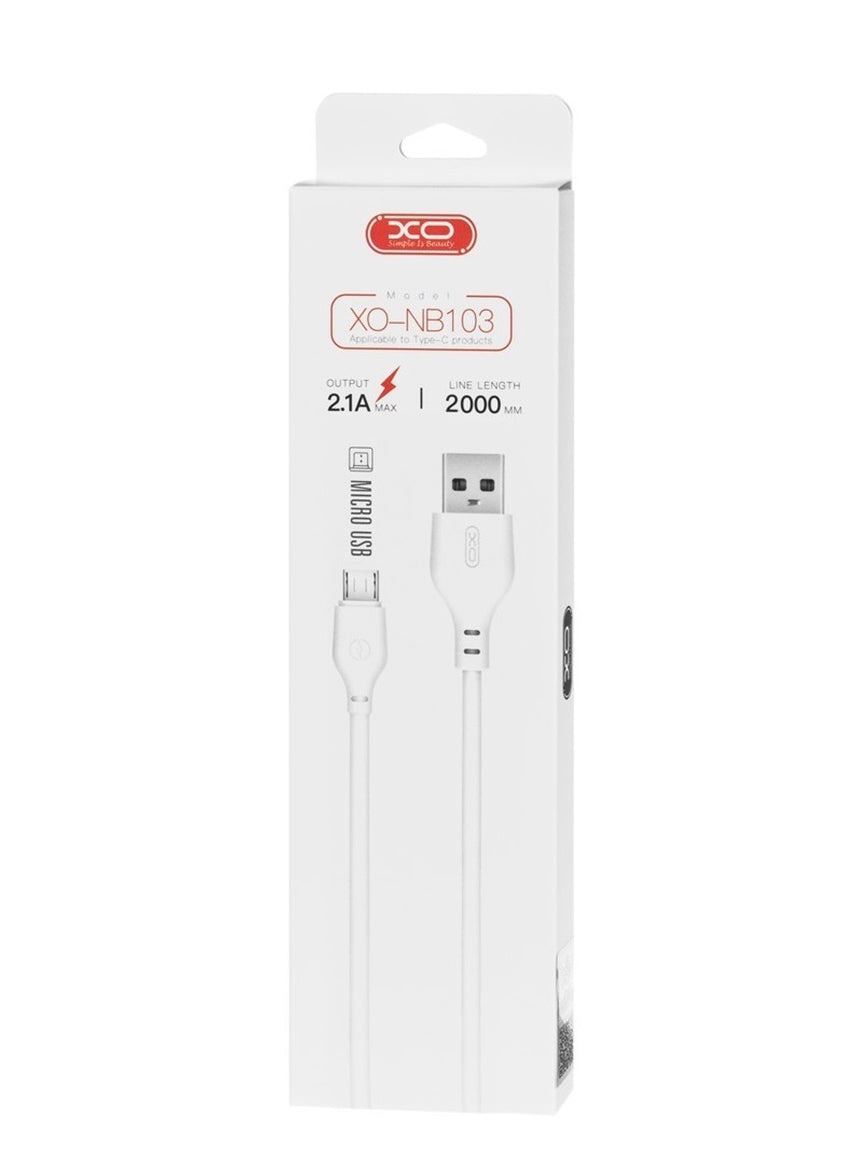 Καλώδιο Δεδομένων και Φόρτισης USB-A - microUSB XO Design NB103, 18W, 2m, Λευκό