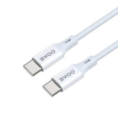 Καλώδιο Δεδομένων και Φόρτισης USB-C - USB-C BWOO BO-X283CC-2M, 60W, 2μ, Λευκό