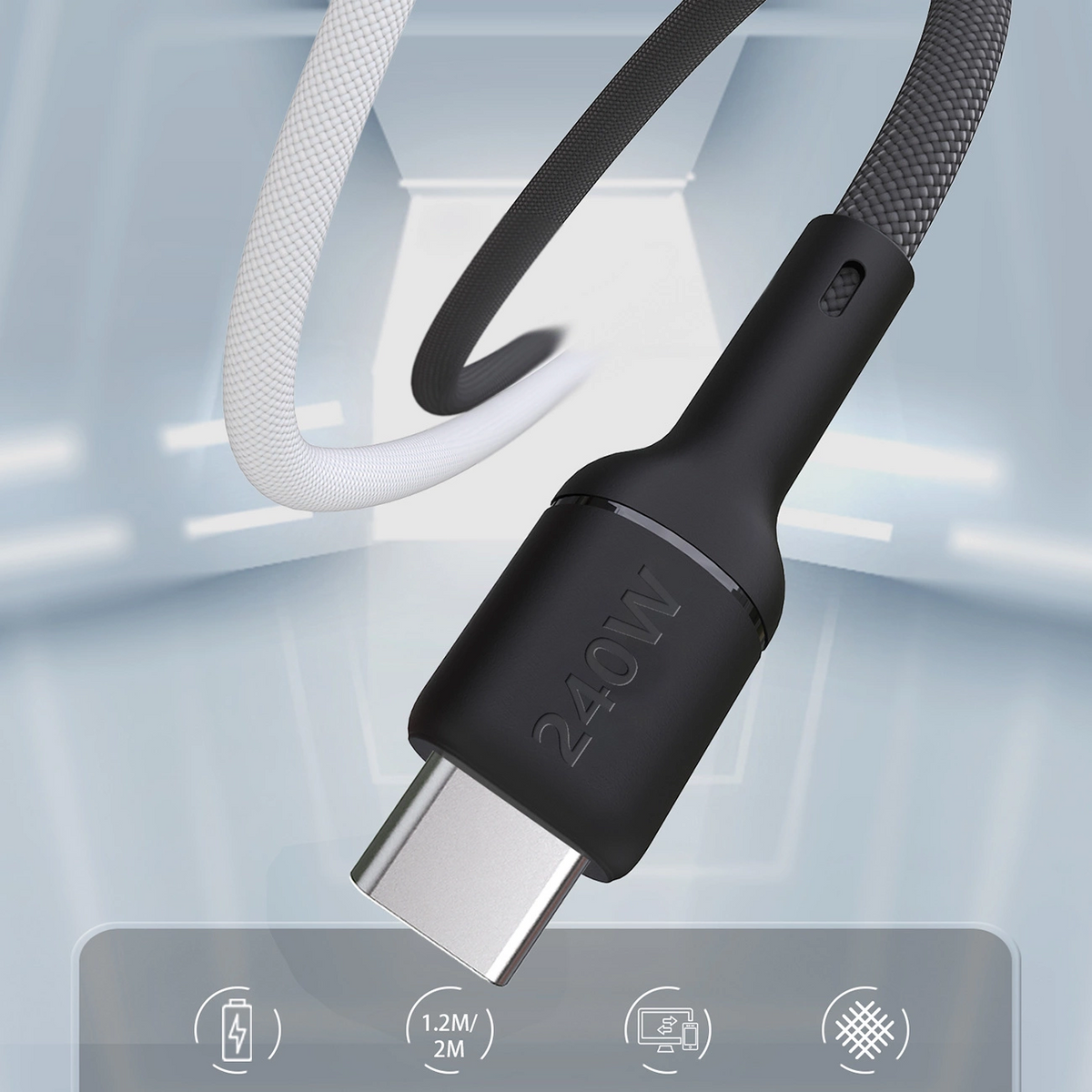 USB-C Data and Charging Cable - USB-C Dudao L9C Max, 240W, 2m, Black