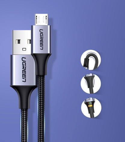 USB-A to microUSB Data and Charging Cable UGREEN, 18W, 2m, Black