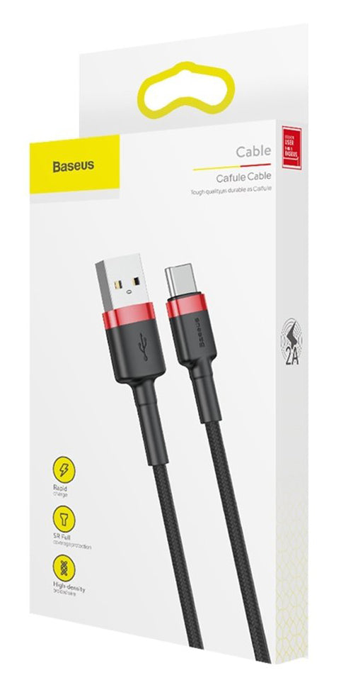 Καλώδιο δεδομένων και φόρτισης USB-A σε USB-C Baseus Cafule, 18W, 0,5m, κόκκινο CATKLF-D91 