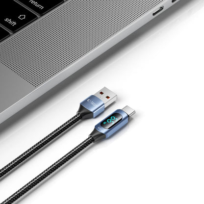 Καλώδιο δεδομένων και φόρτισης USB-A σε USB-C Tech-Protect Ultraboost LED, 66W, 1m, μπλε