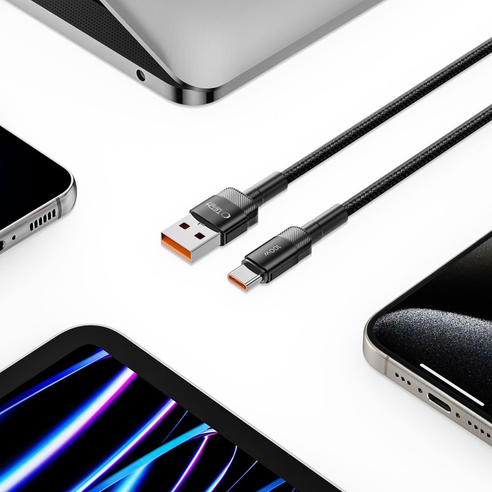 Καλώδιο δεδομένων και φόρτισης USB-A σε USB-C Tech-Protect Ultraboost EVO, 100W, 0,25m, μαύρο 