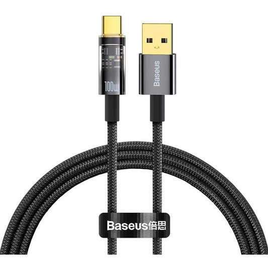 Καλώδιο Δεδομένων και Φόρτισης USB-A - USB-C Baseus Explorer, 100W, 2m, Μαύρο CATS000301