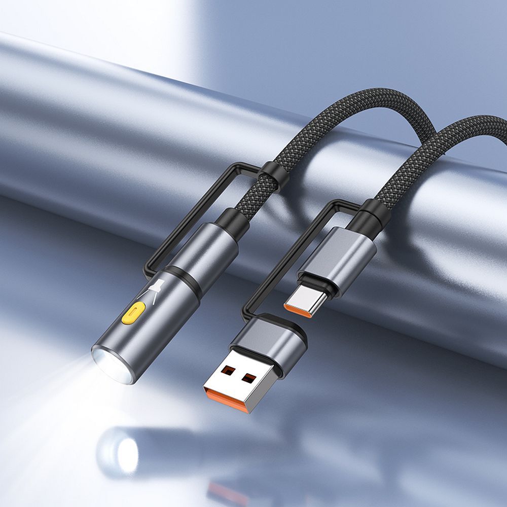 USB-C / USB-A Data and Charging Cable - USB-C / LED HOCO U138, 60W, 1.2m, Black