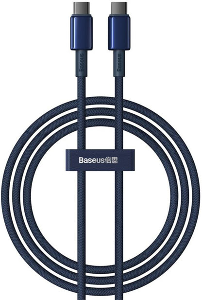 Καλώδιο Δεδομένων και Φόρτισης USB-C - USB-C Baseus Tungsten Gold, 100W, 2m, Μπλε Ναυτικό P10319800321-04