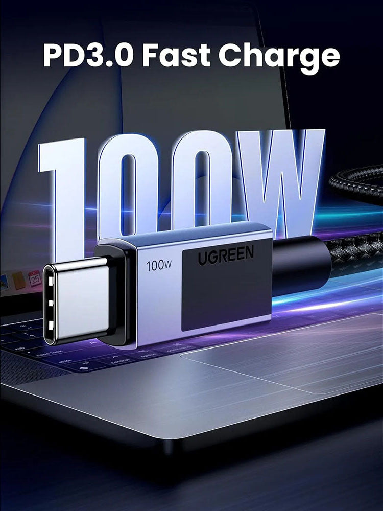 Καλώδιο Δεδομένων και Φόρτισης USB-C - USB-C UGREEN L512, 100W, 3m, Γκρι