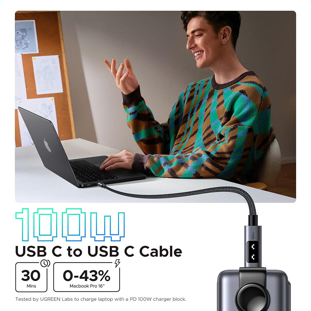 Καλώδιο Δεδομένων και Φόρτισης USB-C - USB-C UGREEN L509, 100W, 1m, Γκρι