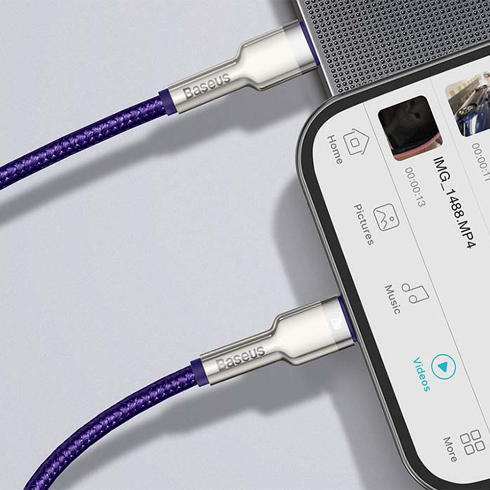 Καλώδιο Δεδομένων και Φόρτισης USB-C - Lightning Baseus Cafule Metal Series, 20W, 1m, Μωβ CATLJK-A05