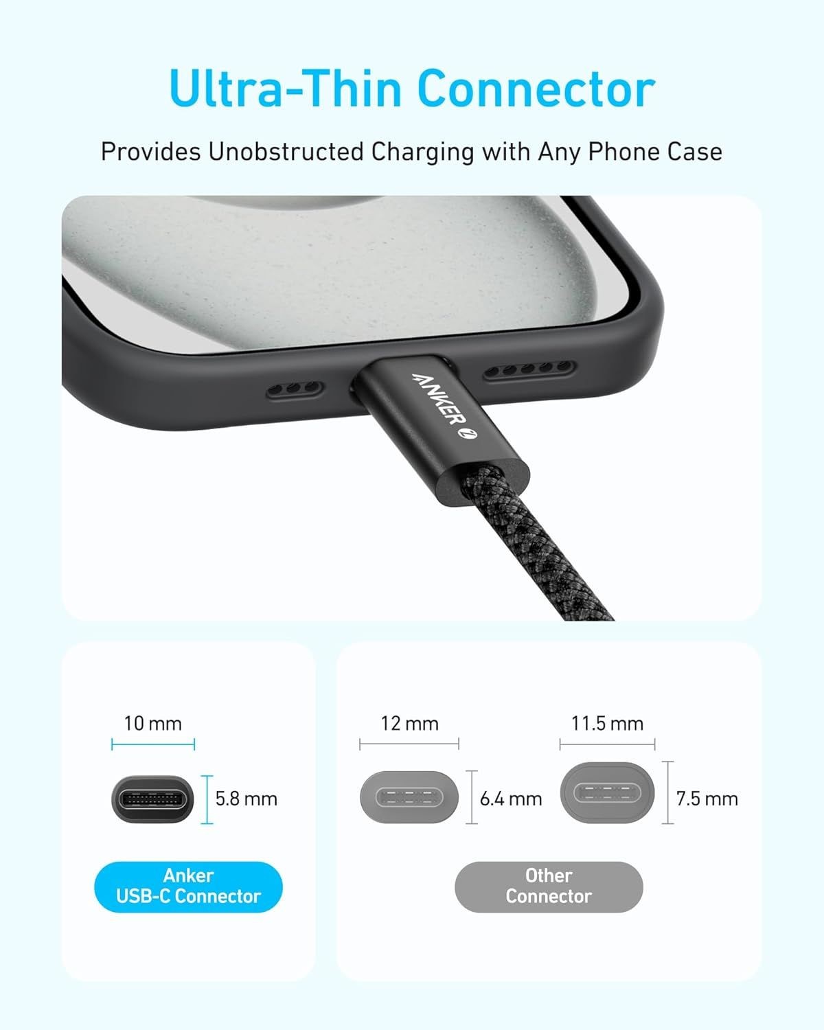 USB-C Data and Charging Cable - USB-C Anker Zolo, 240W, 1.8m, Black A8060H12