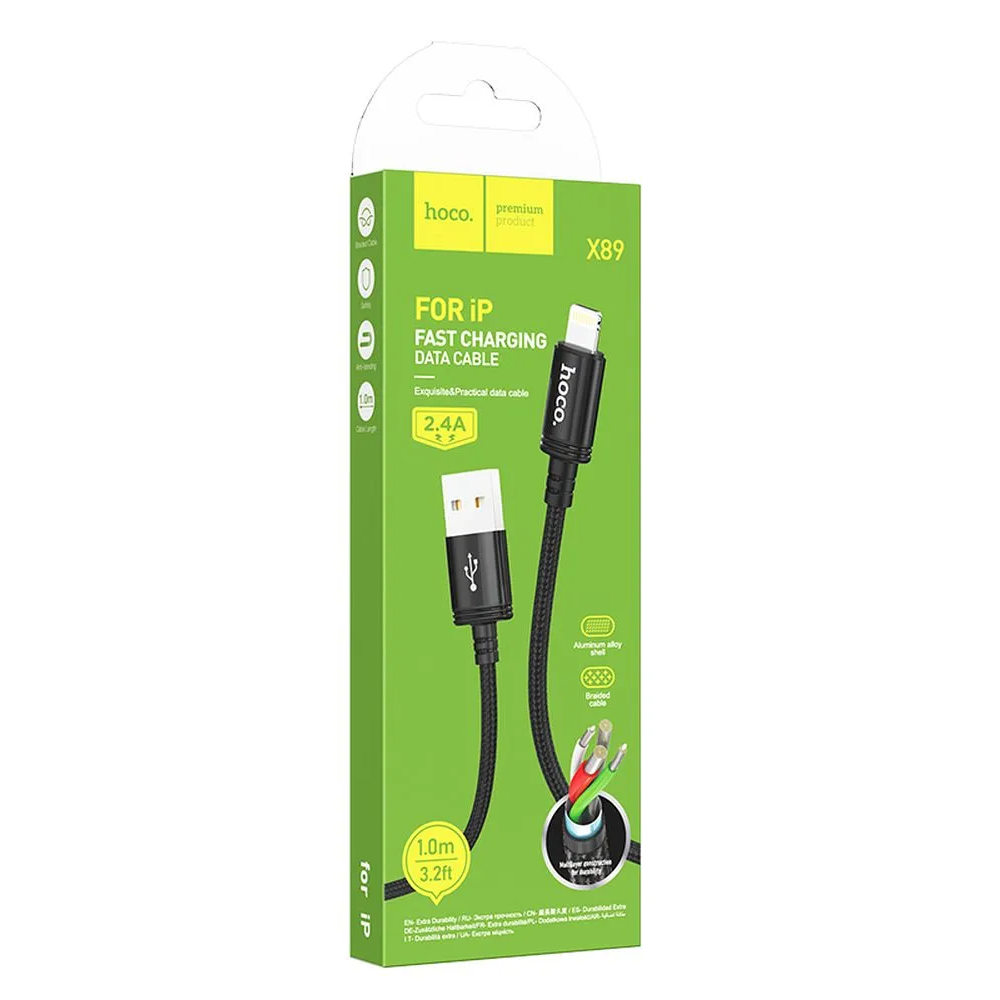 Καλώδιο Δεδομένων και Φόρτισης USB-A - Lightning HOCO X89, 18W, 1m, Μαύρο