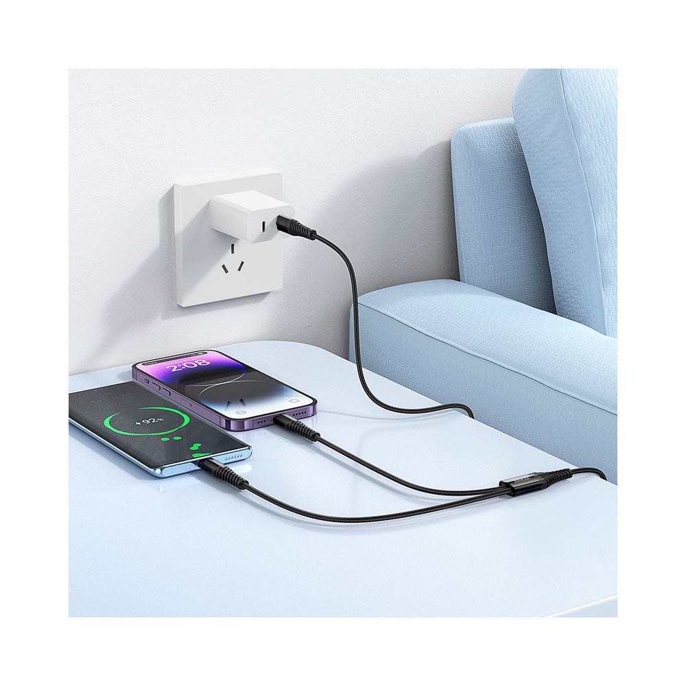 USB-C - Lightning / USB-C HOCO X123 Charging Cable, 10W, 1m, Black