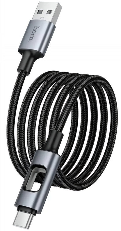Καλώδιο Δεδομένων και Φόρτισης USB-A - USB-C HOCO U144 Led, 18W, 1.2m, Μαύρο