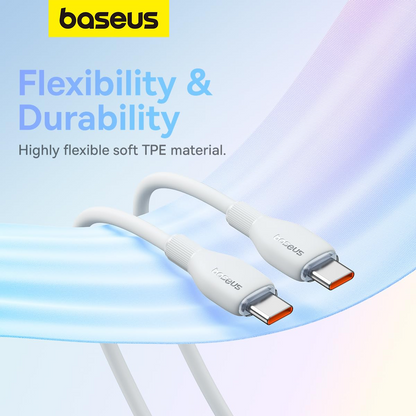 Καλώδιο Δεδομένων και Φόρτισης USB-C - USB-C Baseus Pudding, 100W, 1.2m, Λευκό P10355702221-00