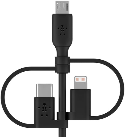 Καλώδιο Δεδομένων και Φόρτισης USB-A - Lightning / microUSB / USB-C Belkin BoostCharge, 1μ, Μαύρο CAC001bt1MBK