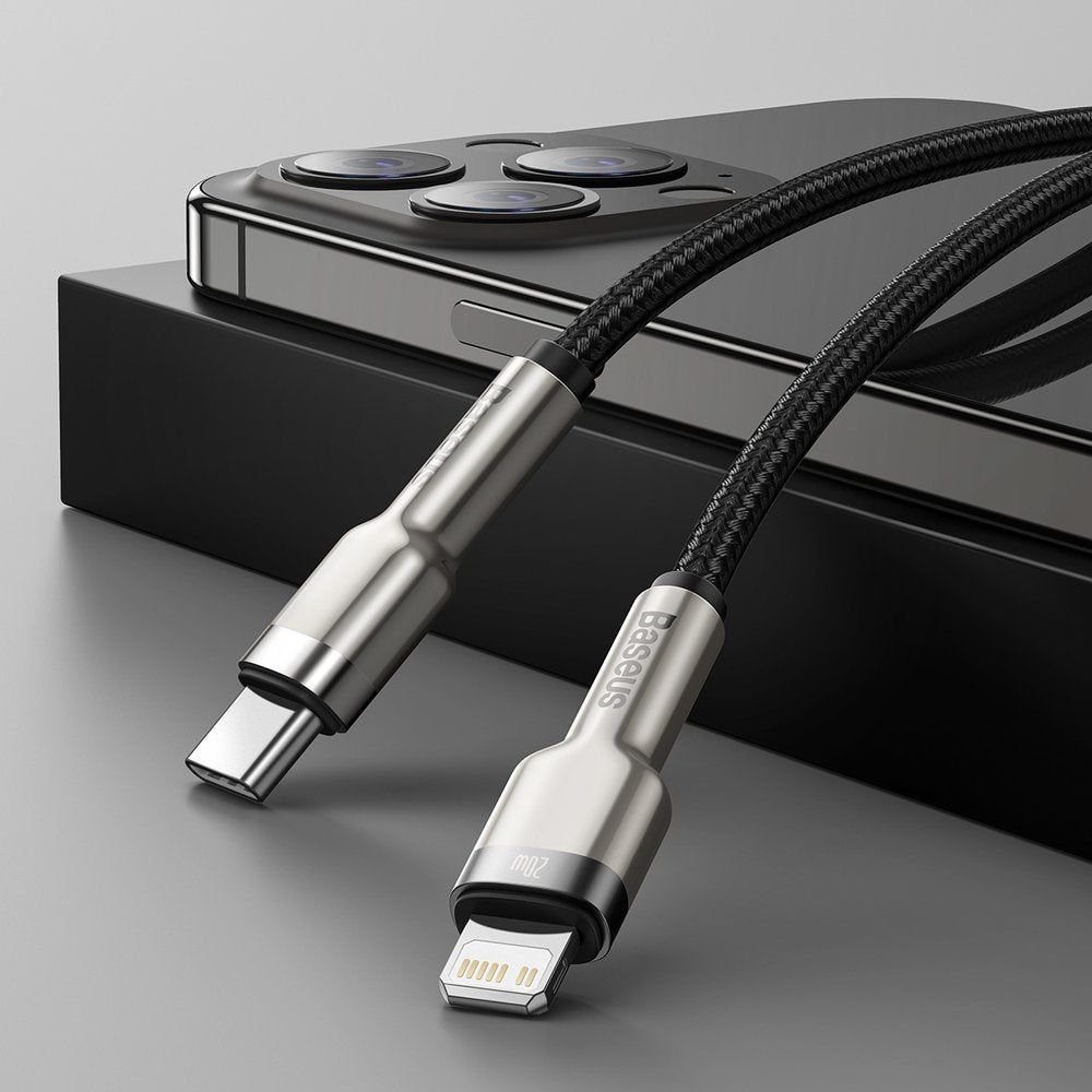 Καλώδιο δεδομένων και φόρτισης USB-C - Lightning Baseus Cafule Metal Series, 20W, 0.25m, Μαύρο CATLJK-01 