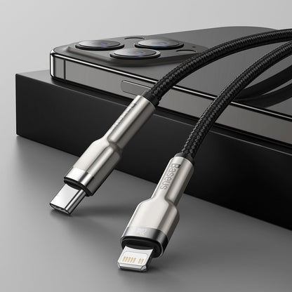 Καλώδιο δεδομένων και φόρτισης USB-C - Lightning Baseus Cafule Metal Series, 20W, 1m, μαύρο CATLJK-A01