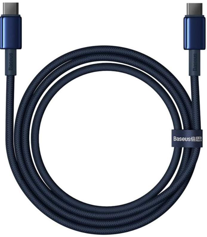 Καλώδιο Δεδομένων και Φόρτισης USB-C - USB-C Baseus Tungsten Gold, 100W, 2m, Μπλε Ναυτικό P10319800321-04