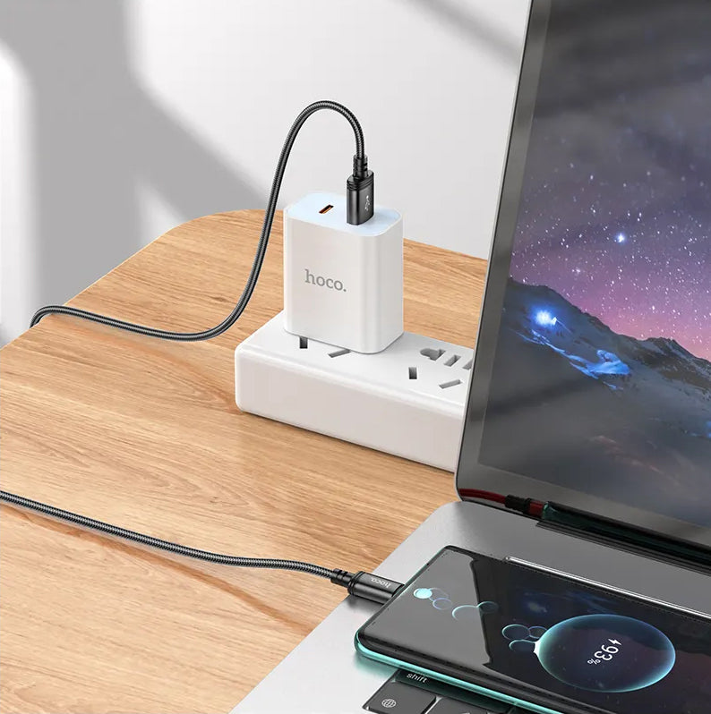 Καλώδιο Δεδομένων και Φόρτισης USB-A - USB-C HOCO X89, 18W, 2m, Μαύρο