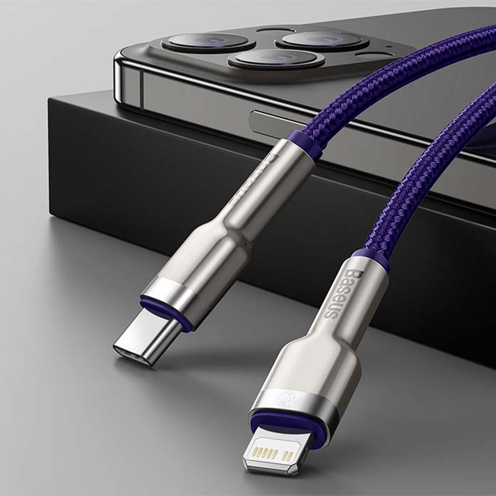Καλώδιο Δεδομένων και Φόρτισης USB-C - Lightning Baseus Cafule Metal Series, 20W, 1m, Μωβ CATLJK-A05