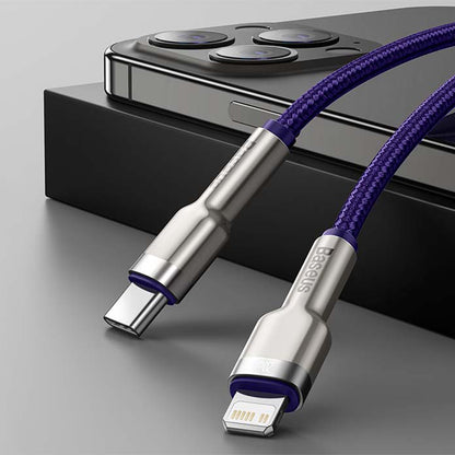 Καλώδιο Δεδομένων και Φόρτισης USB-C - Lightning Baseus Cafule Metal Series, 20W, 1m, Μωβ CATLJK-A05