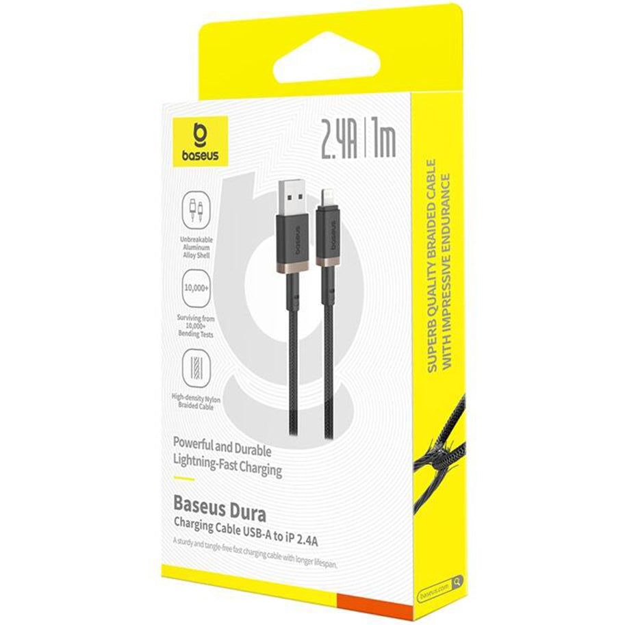 Καλώδιο Δεδομένων και Φόρτισης USB-A - Lightning Baseus Dura Series, 18W, 1m, Χρυσό P10377801U01-00