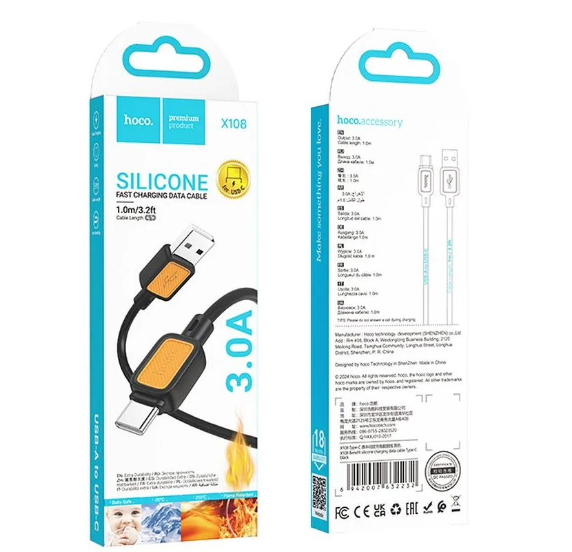 Καλώδιο Δεδομένων και Φόρτισης USB-A - USB-C HOCO X108, 18W, 1m, Μαύρο