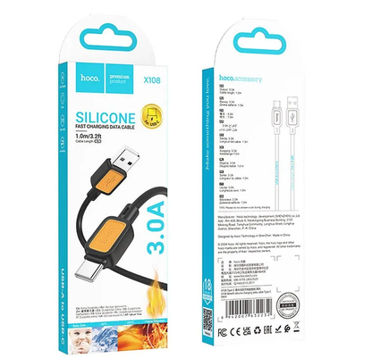 Καλώδιο Δεδομένων και Φόρτισης USB-A - USB-C HOCO X108, 18W, 1m, Μαύρο