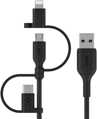 Καλώδιο Δεδομένων και Φόρτισης USB-A - Lightning / microUSB / USB-C Belkin BoostCharge, 1μ, Μαύρο CAC001bt1MBK