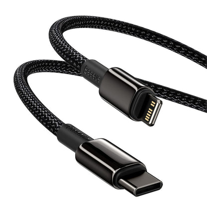 Καλώδιο δεδομένων και φόρτισης USB-C - Lightning Baseus Tungsten Tungsten Gold, 20W, 1m, μαύρο CATLWJ-01 CATLWJ-01