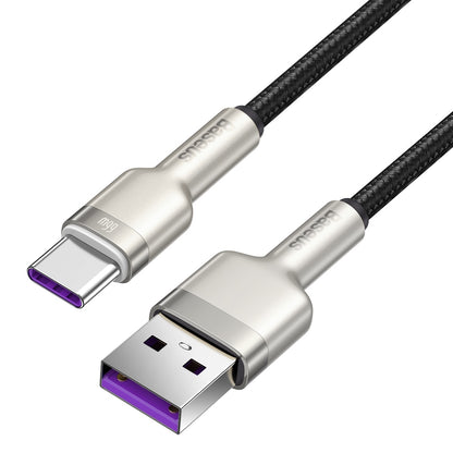 Καλώδιο δεδομένων και φόρτισης USB-A - USB-C Baseus Cafule Metal Series, 66W, 1m, μαύρο CAKF000101 CAKF000101