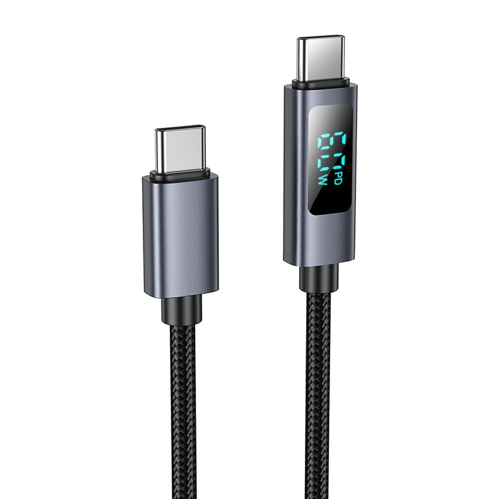 USB-C to USB-C Data and Charging Cable HOCO Display X112, 60W, 1m, Black