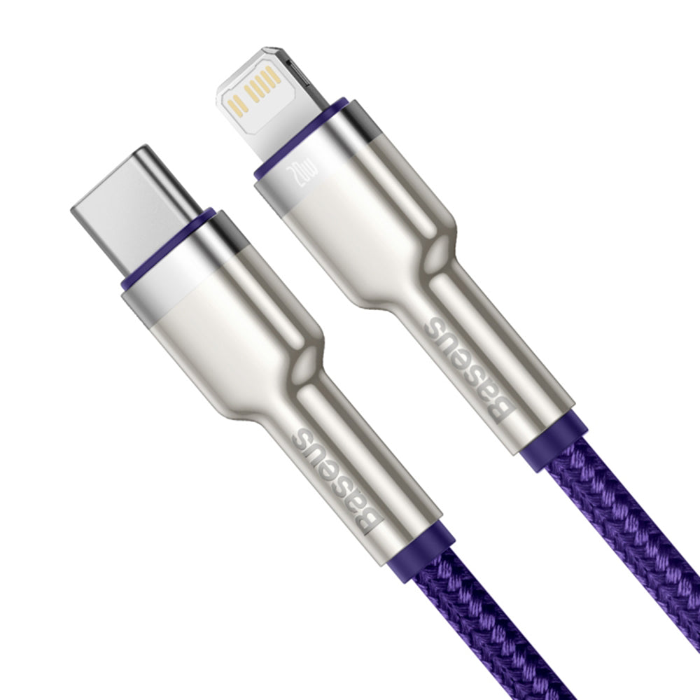 Καλώδιο Δεδομένων και Φόρτισης USB-C - Lightning Baseus Cafule Metal Series, 20W, 1m, Μωβ CATLJK-A05