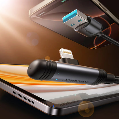 Καλώδιο Δεδομένων και Φόρτισης USB-A - Lightning Joyroom S-A56 EnjoyX Angled, 18W, 1.2m, Μαύρο