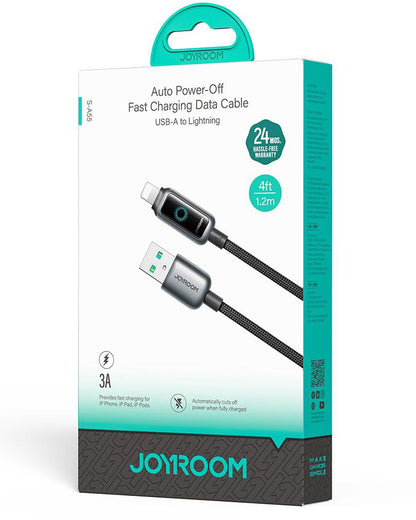 Καλώδιο Δεδομένων και Φόρτισης USB-A - Lightning Joyroom S-A55 StarFlight Display, 18W, 1.2m, Μαύρο