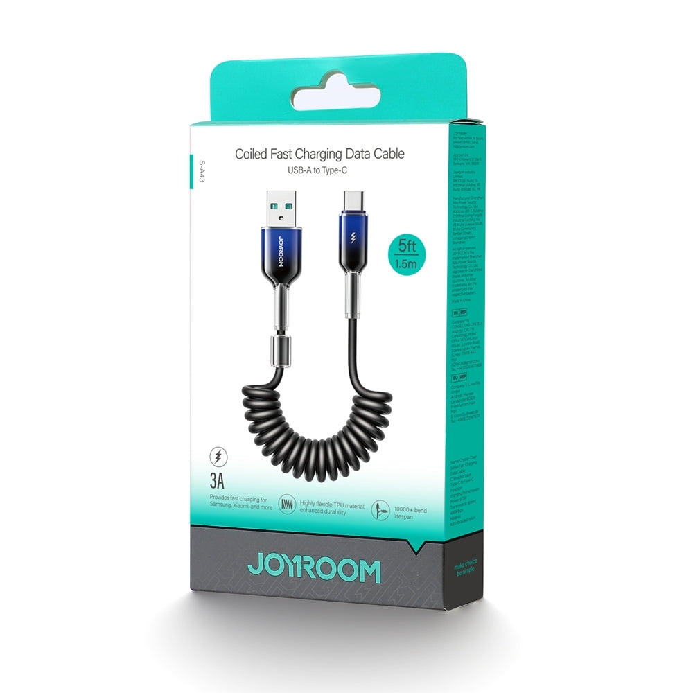 Καλώδιο Δεδομένων και Φόρτισης USB-A - USB-C Joyroom S-A43 Crystal, 60W, 1.5m, Μαύρο