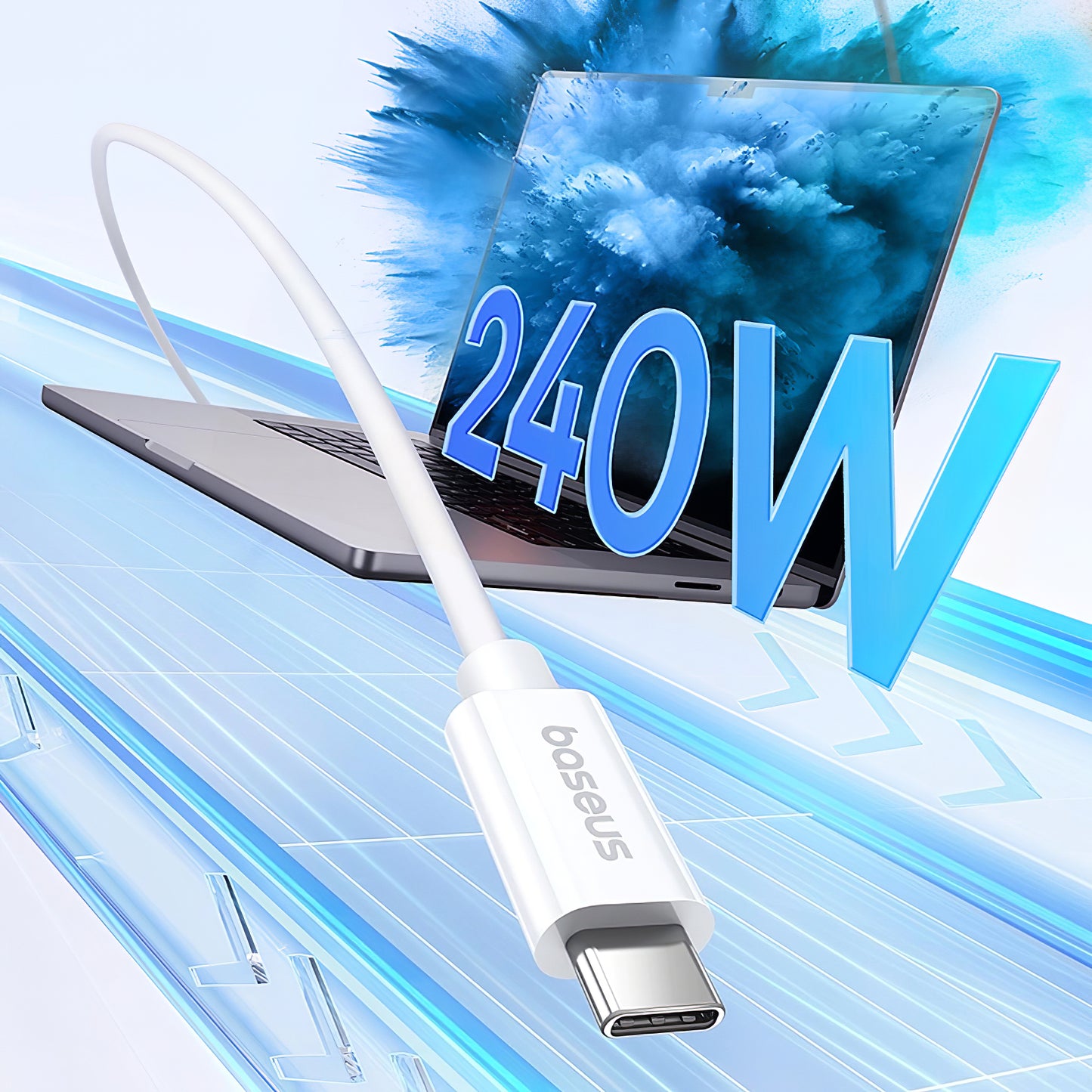 Καλώδιο δεδομένων και φόρτισης USB-C - USB-C Baseus Superior Series 2, 240W, 1m, λευκό P10365200211-02