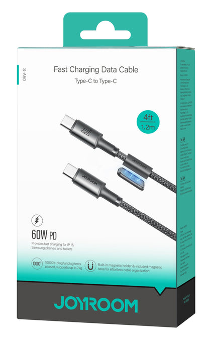 Καλώδιο Δεδομένων και Φόρτισης USB-C - USB-C Joyroom S-A50, 60W, 1.2m, Γκρι