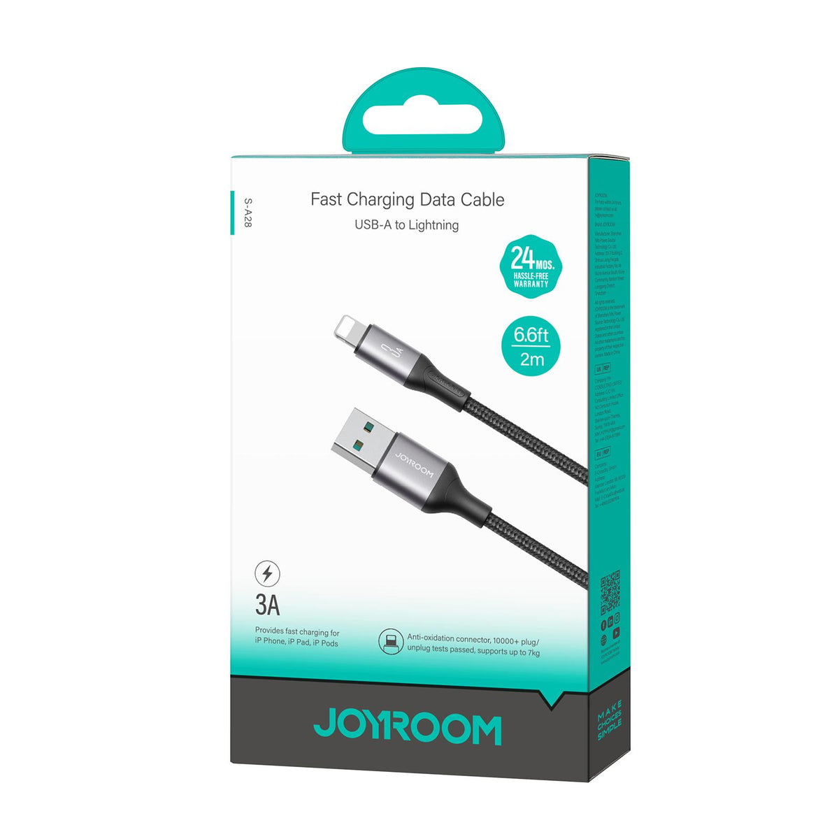 Καλώδιο Δεδομένων και Φόρτισης USB-A - Lightning Joyroom S-A28 Flash, 18W, 2m, Μαύρο