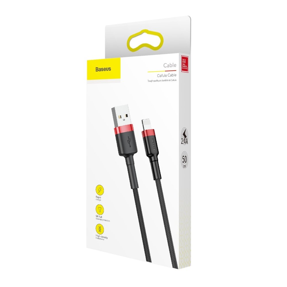 Καλώδιο δεδομένων και φόρτισης USB-A - Lightning Baseus Cafule, 18W, 0.5m, κόκκινο CALKLF-A19